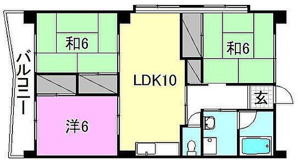 セントヒルズ大任 205 号室｜愛媛県松山市山越4丁目(賃貸マンション3LDK・2階・67.00㎡)の写真 その2