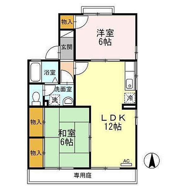 セジュール一色 A101 号室｜愛媛県松山市北斎院町(賃貸アパート2LDK・1階・53.68㎡)の写真 その2