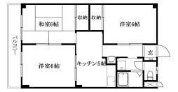 レーベンイケダ土居田2 2階3DKの間取り