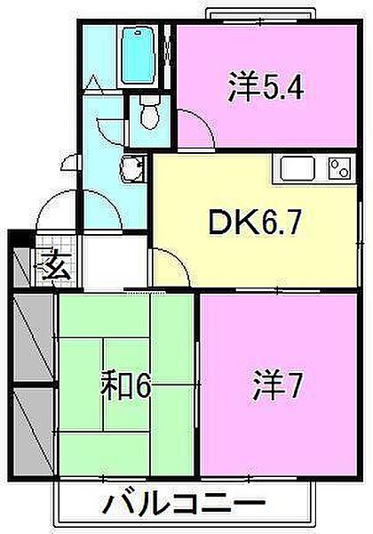 メゾン・ド・クレール A-102 号室｜愛媛県松山市鷹子町(賃貸アパート3DK・1階・57.69㎡)の写真 その2