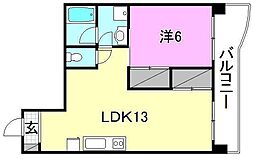 辻町グランドハイツ 2階1LDKの間取り
