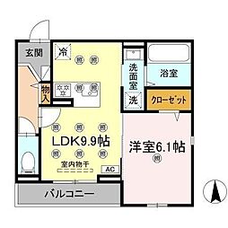 グレイス北持田 202 号室 2階1LDKの間取り