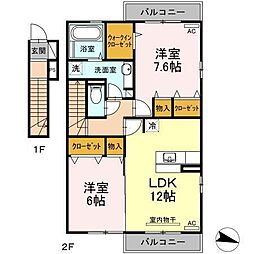 D-room清住2 2階2LDKの間取り