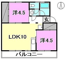 ブリューメ・ハイム壱番館 2階2LDKの間取り