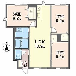 ユキコート斎院 1階3LDKの間取り