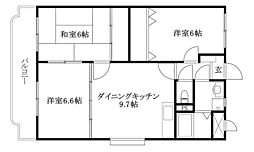 ユーミーつばき 1階3DKの間取り