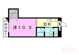 第8みのりハイツ福音寺 302 号室 3階1DKの間取り