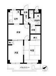 小田急小田原線 町田駅 徒歩18分の賃貸マンション 2階2DKの間取り