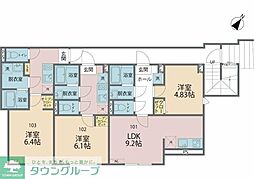 カインドネス町田II 3階1Kの間取り