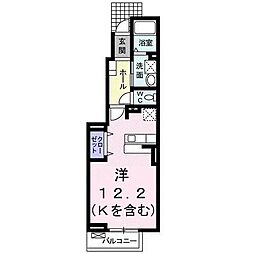 アルバータI 1階ワンルームの間取り