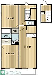 JR横浜線 成瀬駅 徒歩8分の賃貸マンション 2階2LDKの間取り