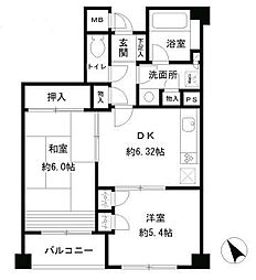 サニーヒルズあざみ野 2DKの間取図画像