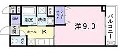 プルーリオン 1Kの間取図画像