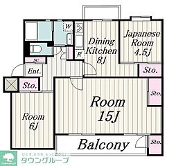 宮前平グリーンハイツ22号棟 3DKの間取図画像