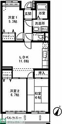 ライネスハイム2 3LDKの間取図画像