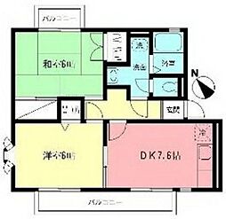 アドミラブール 2DKの間取図画像