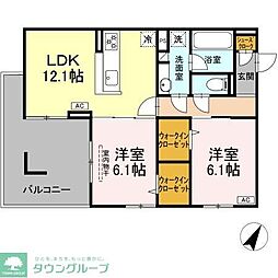 あざみ野ロイヤルハイツ 2LDKの間取図画像