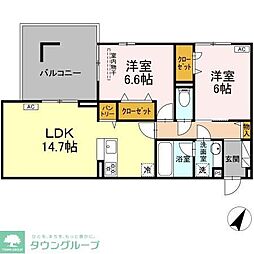 あざみ野ロイヤルハイツ 2LDKの間取図画像