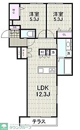 メルベーユ 都筑 2LDKの間取図画像
