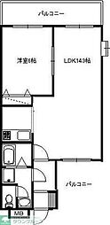 シャンハピネス 1LDKの間取図画像