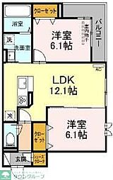 ゼフィール 2LDKの間取図画像