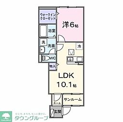 ヒマワリ 1LDKの間取図画像