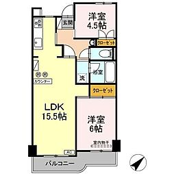 パールマンション 2LDKの間取図画像