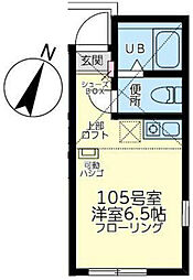 ユナイト三ッ沢マイルストーン 1階ワンルームの間取り