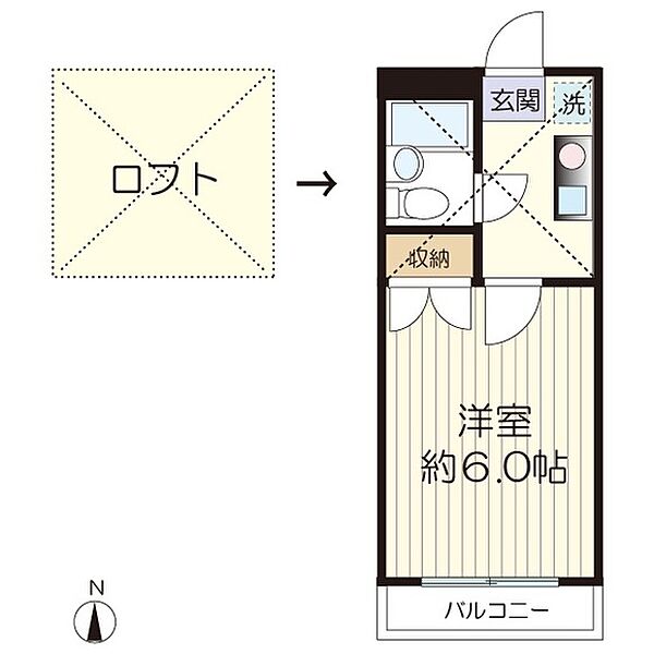 ホワイトハウスVI 206｜神奈川県川崎市多摩区南生田6丁目(賃貸アパート1K・2階・16.47㎡)の写真 その2