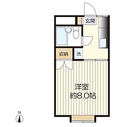 ミネハイツ 1Kの間取図画像