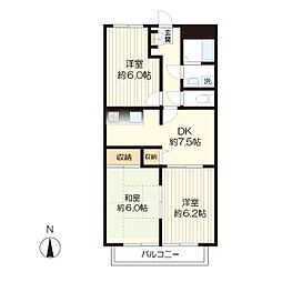 パースガーデン2 3DKの間取図画像