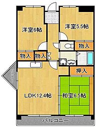 パティオス守恒 3LDKの間取図画像