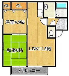 ピースガーデンワカゾノ 2LDKの間取図画像