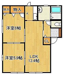 シャーメゾンみちC 2LDKの間取図画像
