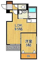 北九州市小倉南区北方3丁目アパート 1LDKの間取図画像