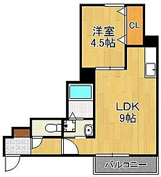 北九州市小倉南区北方3丁目アパート 1LDKの間取図画像
