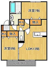 リビングタウン南方B 2LDKの間取図画像