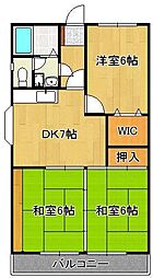 ヒルズ守恒 3DKの間取図画像
