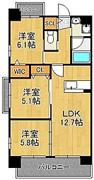 コンダクトレジデンスTOKURIKI322 3LDKの間取図画像