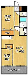 コンダクトレジデンスTOKURIKI322 2LDKの間取図画像