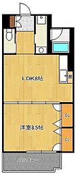 ライオンズマンション城野駅前 1LDKの間取図画像