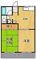 コーポ佐野 2DKの間取図画像