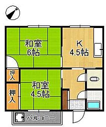シャトー城野 2Kの間取図画像