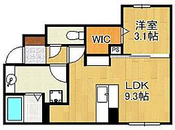 エスポワールモモ 1LDKの間取図画像