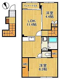 YENN 2LDKの間取図画像