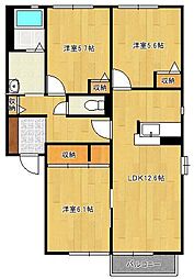 セトル嵐A 3LDKの間取図画像