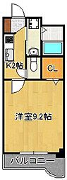 アビタシオン花の樹 1Kの間取図画像