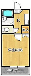 コーポ守恒 1Kの間取図画像