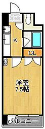 ニューサンリバー6番館 1Kの間取図画像