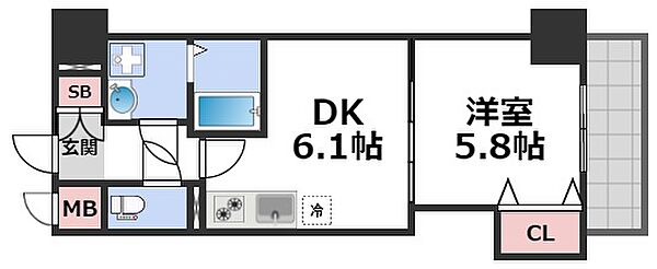 フクダ不動産上本町マンション ｜大阪府大阪市天王寺区上本町5丁目(賃貸マンション1DK・9階・31.00㎡)の写真 その2